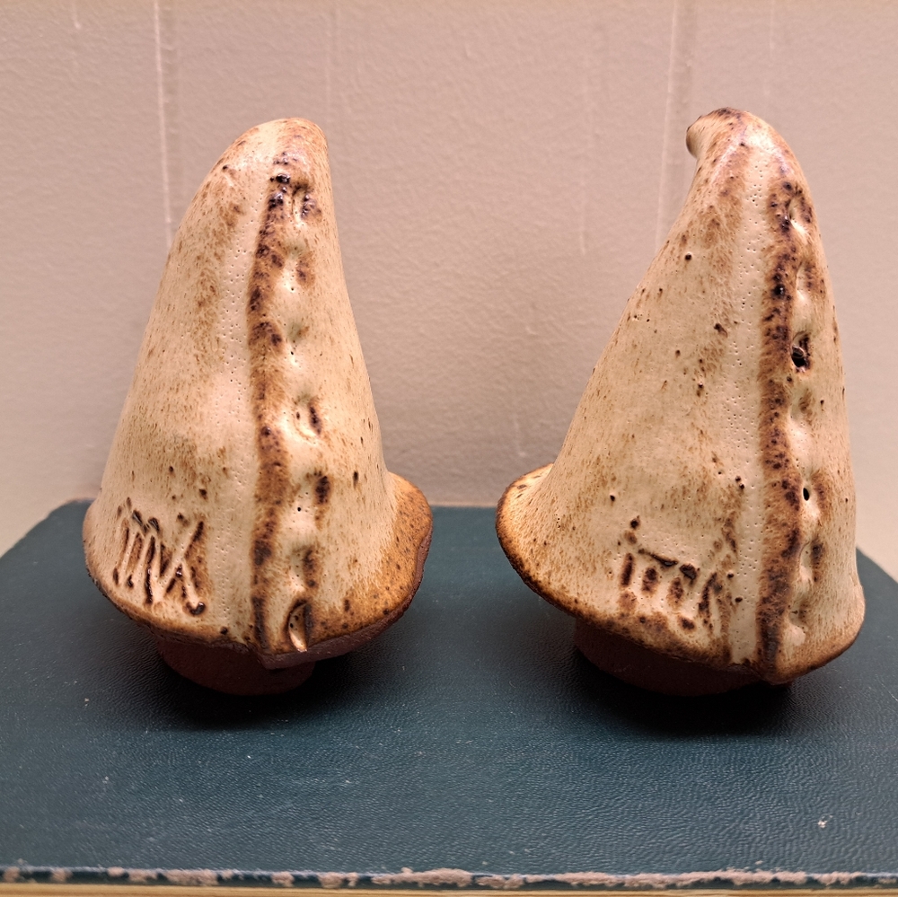 Rustic Handcrafted Brown and Tan Clay Pair Of Gnome Figurines - Picture 4 of 10